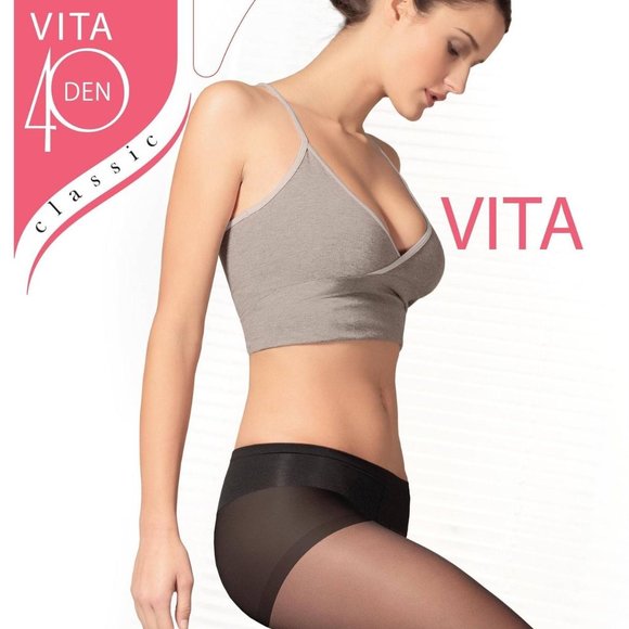 Conte/Esli Classic Low Waist Women's Tights with Reinforced Shorts - Vita 40 Den - Picture 1 of 6